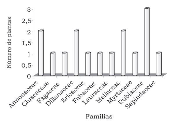 Número de plantas consumidas por familias botánicas.